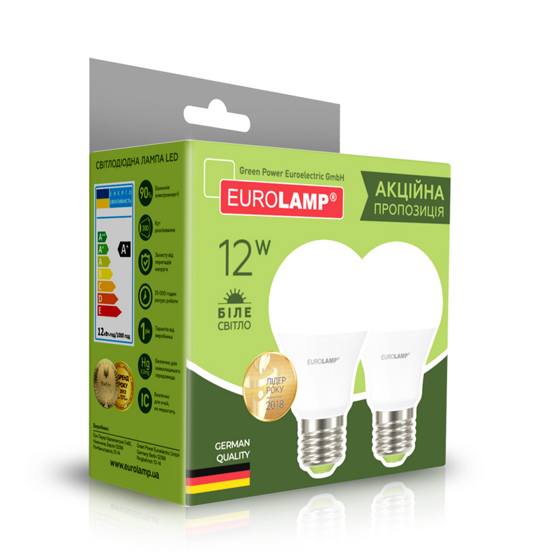 Лампа світлодіодна Eurolamp (4260410486030) 12Вт, E27, 4000K